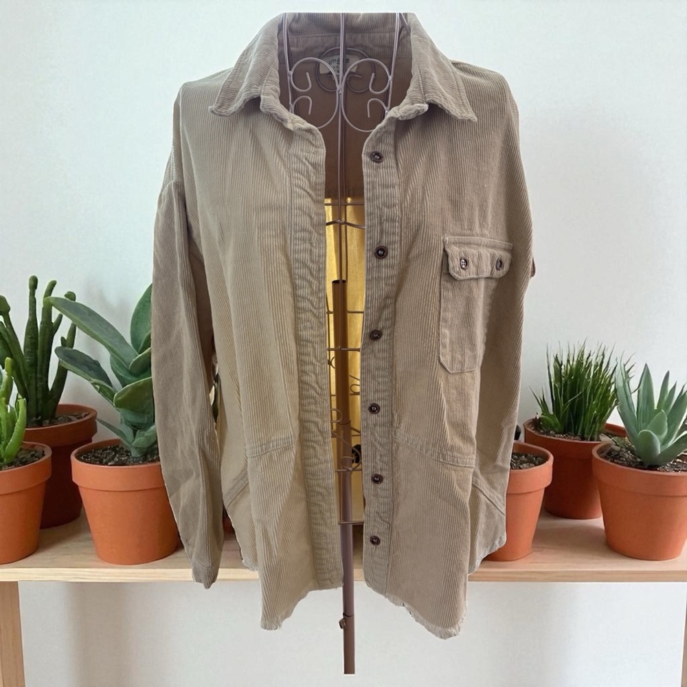 Umgee Khaki, Color-Block, Corduroy Jacket, Size M